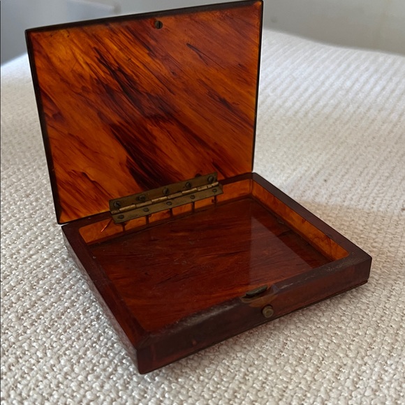 lucite cigarette case Vintage Antique Tortoise Shell Lucite Cigarette Case Trinket Box Push Button